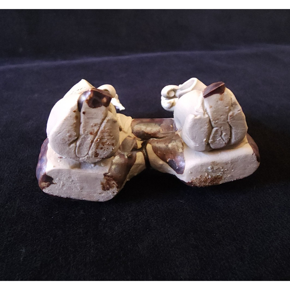 Vintage Shiwan Mudmen Lot of 3 Chinese Clay Sages Sages Scholars Figures 2" - Picture 11 of 16